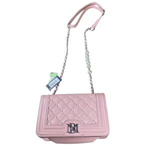 Badgley Mischka Blush Quilted Blush Pink Shoulder Bag with Pearl Accents NWT